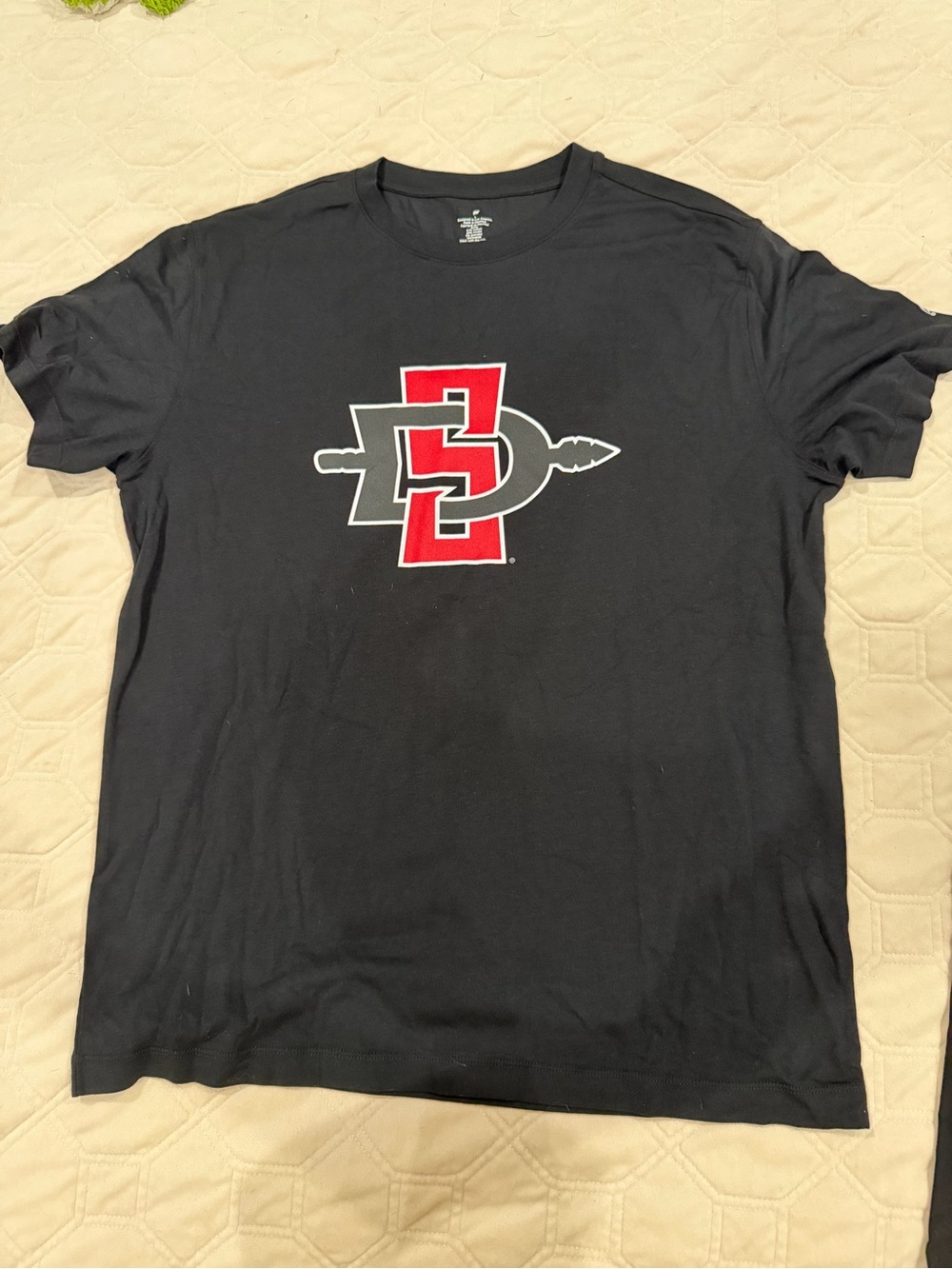 Fabletics Black Short-Sleeve Tee with Red & White Logo